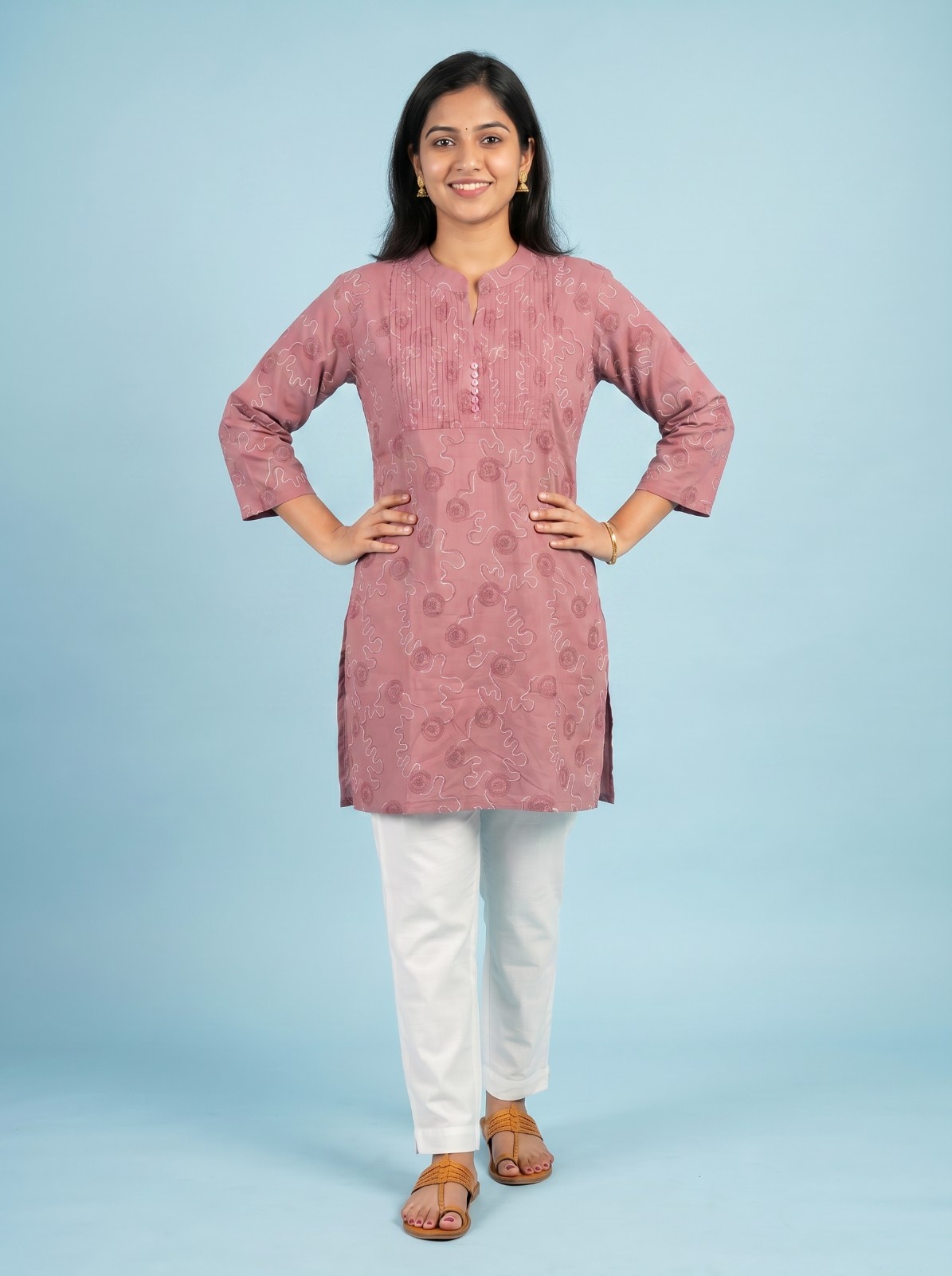 Women's 100% Premium Cotton Short Kurti with Regular Fit with Floral Printed Design | Waist Length Kurti