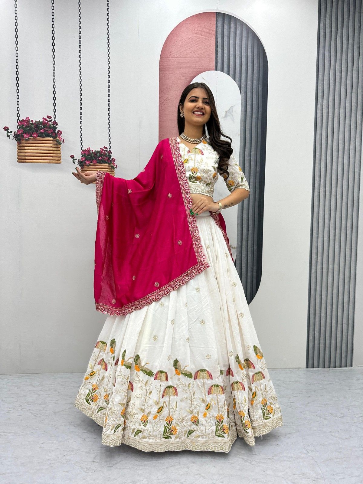 Festival Special Vichitra Silk Embroidered Lehenga Choli Set